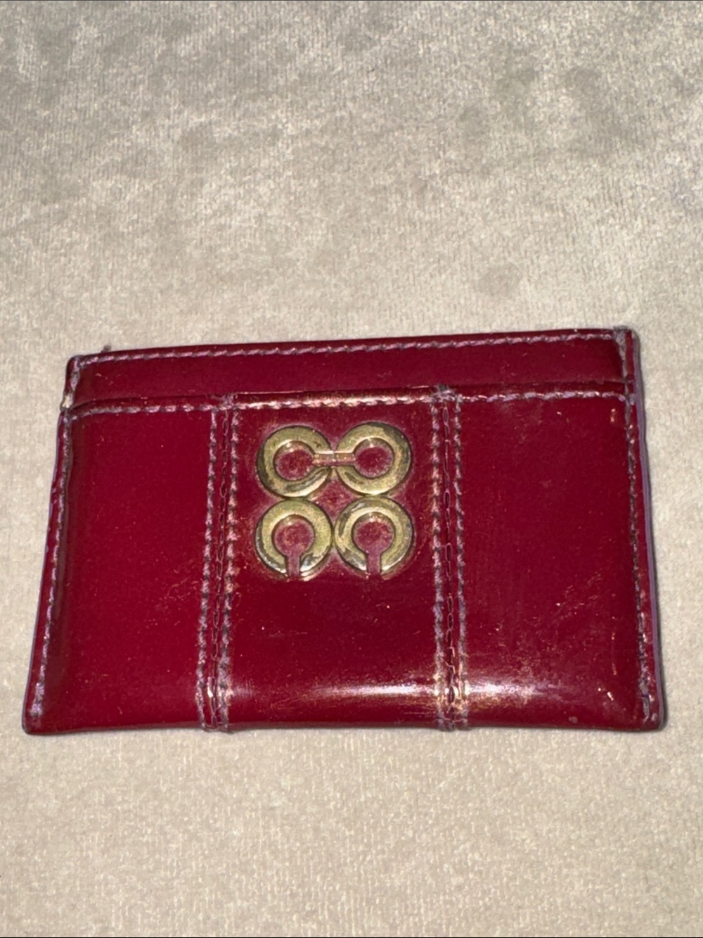 Vintage burgundy patent leather card case coach